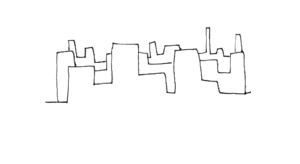 步骤3：后面再画上一条交错。