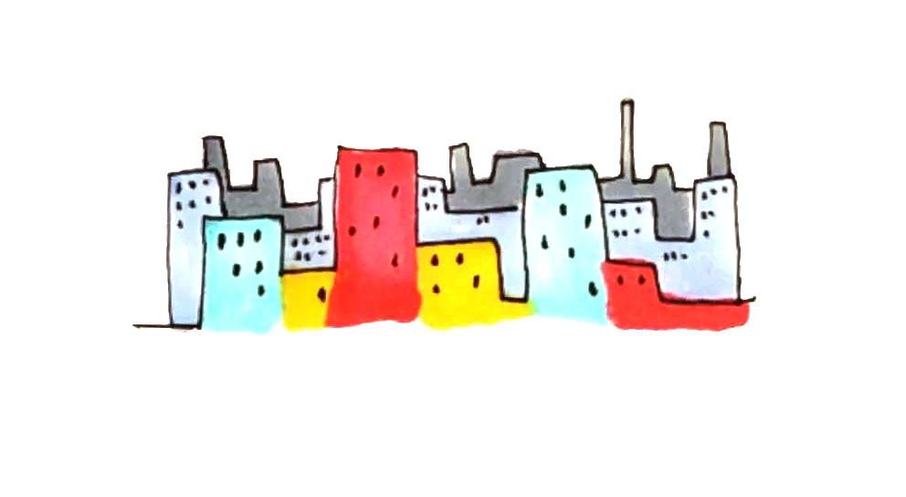 楼房简笔画画法步骤