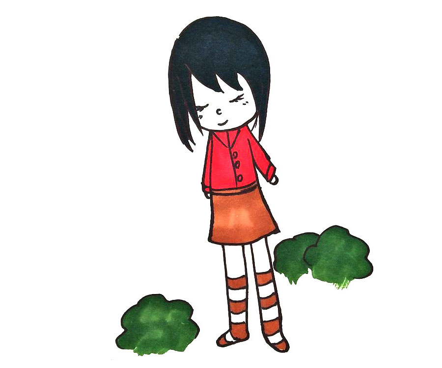 漂亮的小姑娘简笔画