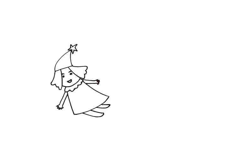 步骤4：往下面画出它的身体、手和脚。