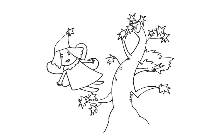 步骤6：在它的右边画出一颗树。