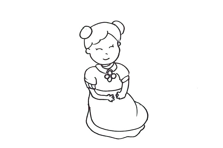 步骤5：然后是画裙子。