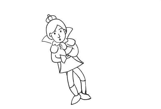 步骤3：接着画它的裤子和脚。