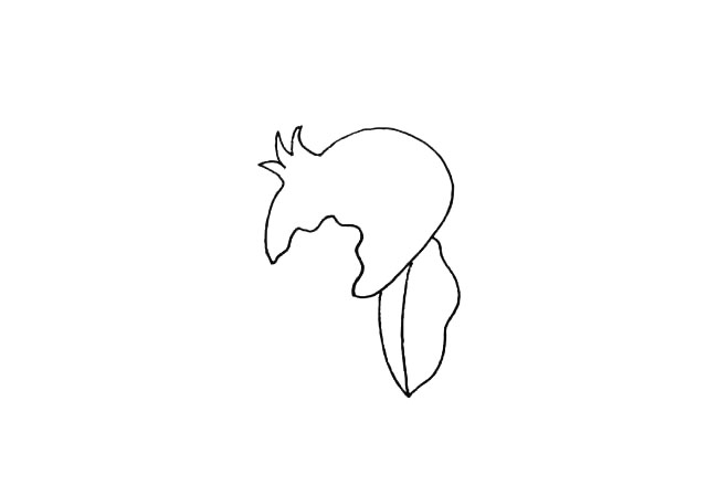 步骤3：然后在果实的下方画上一片叶子叶子。