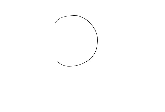 步骤1：首先画出一个大大的圆是老虎的头部.留出缺口。