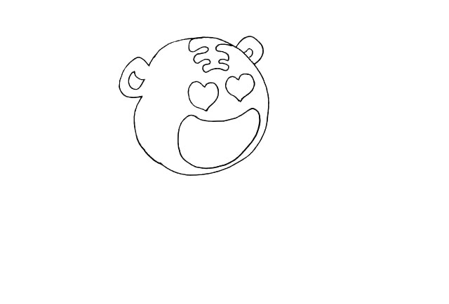 步骤5：眼睛的下方画上它张开的大嘴巴。