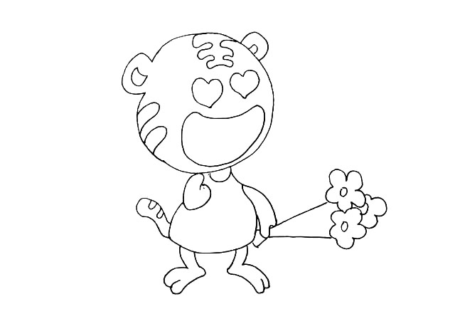 步骤10：还有它的尾巴.虎纹也给描绘出来。