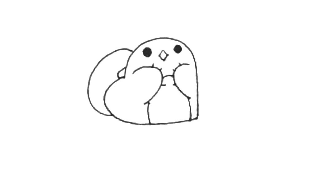 步骤5：后面再加上弧线作为尾巴。