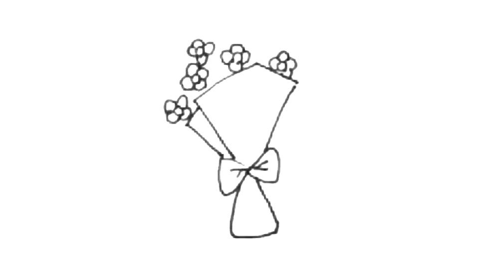 步骤4：然用简单的花朵花出第一层鲜花。