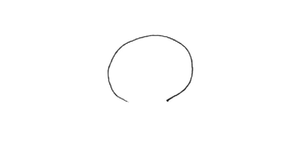 步骤1：在纸上先画上一个圆，下面留出缺口。