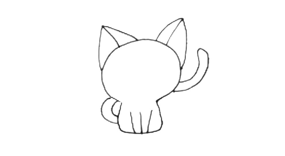 步骤4：再用曲线画出尾巴的感觉。