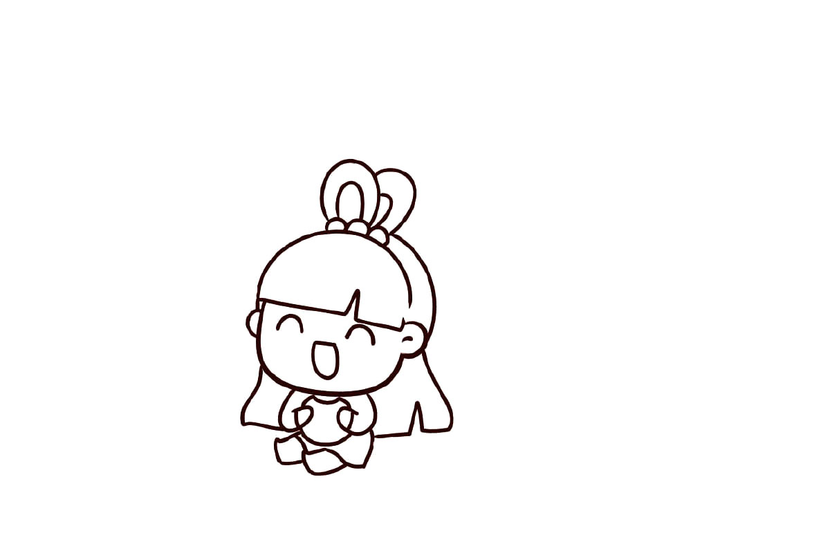 步骤4：画脚和裙子