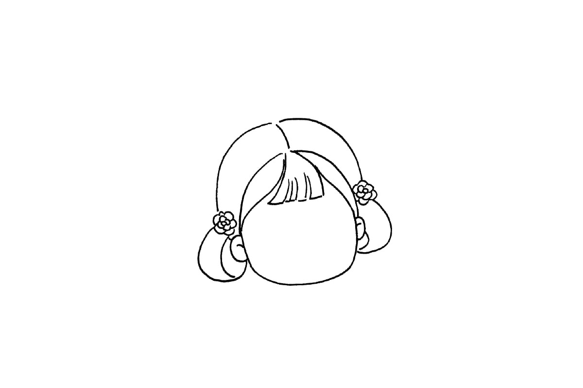 步骤2：接着画头发。