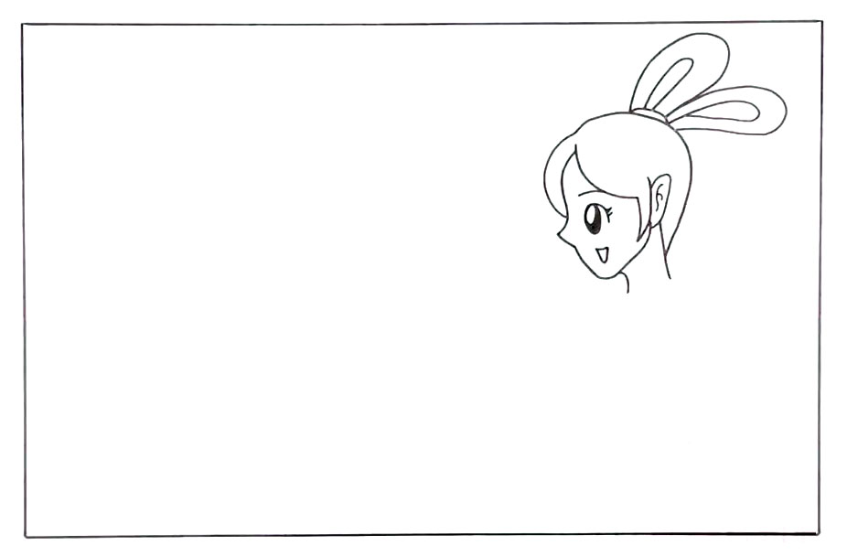 步骤1：我们首先画出嫦娥的头部轮廓。