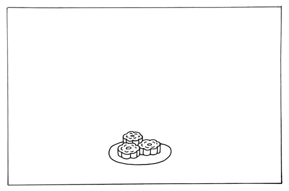 步骤1：首先我们画出一盘中秋节吃的月饼。