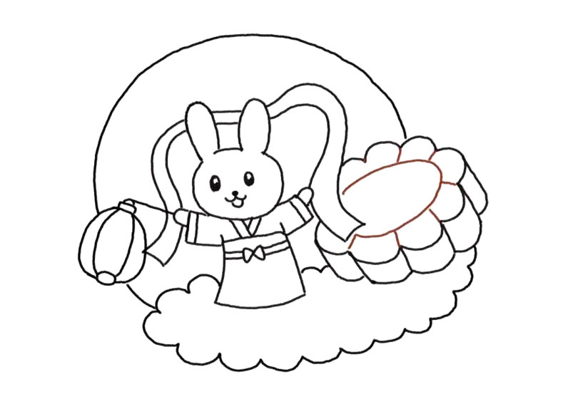 步骤6：画出月亮完善其他细节。