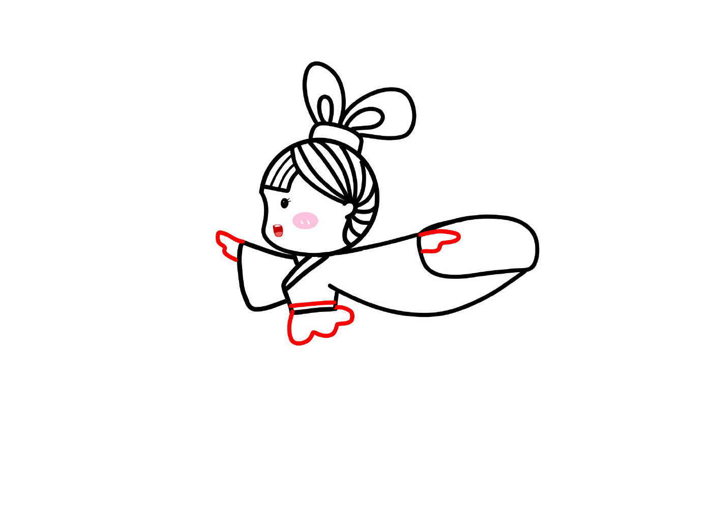 步骤6：画手和腰部细节。