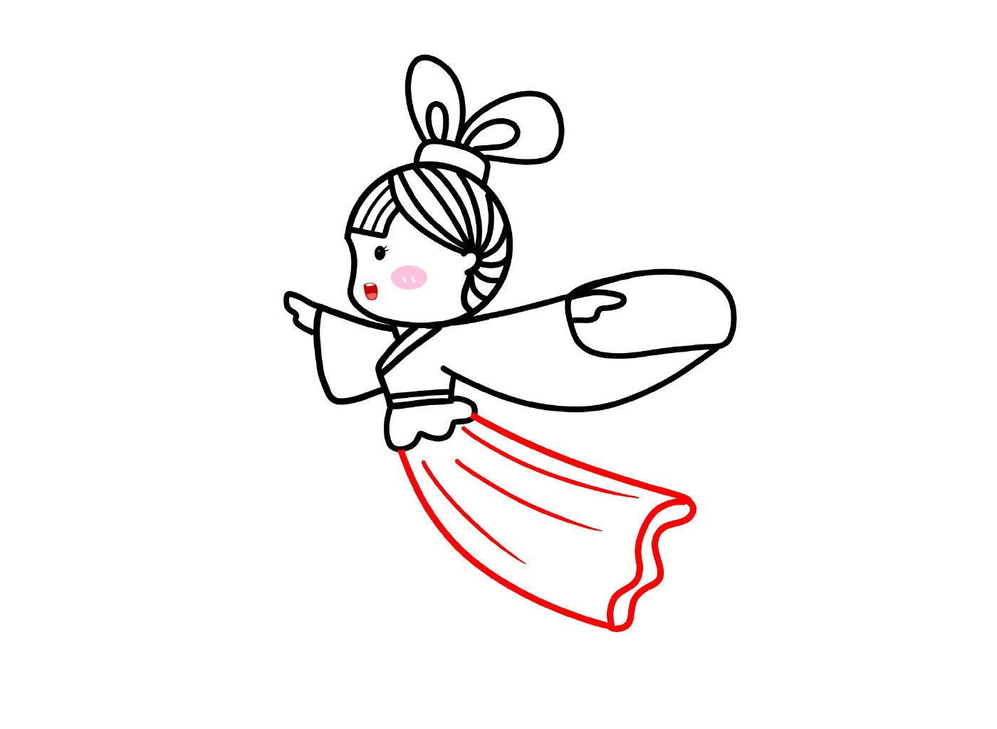 步骤7：画裙子。