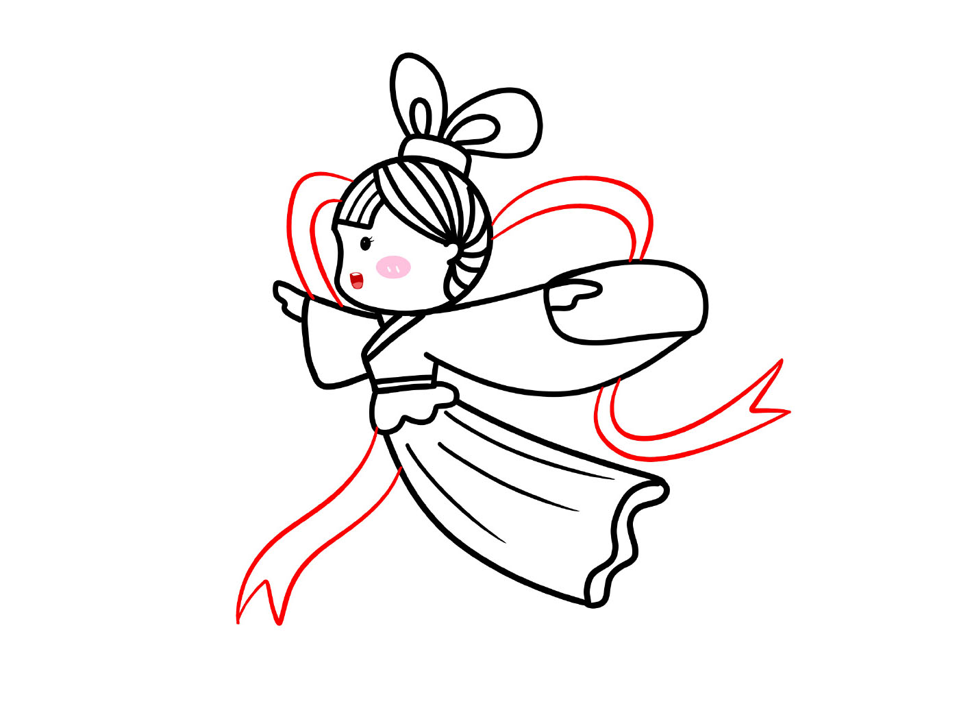 步骤8：画飘带。