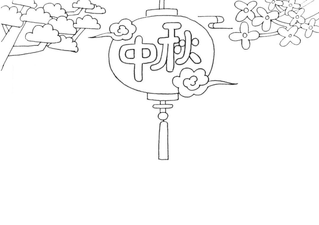 步骤3：灯笼左右两边画出榕树和桂花树作为装饰。