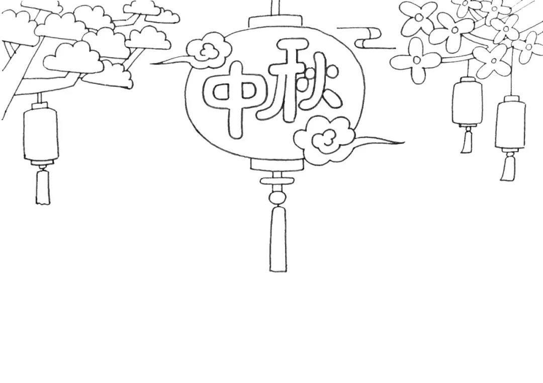 步骤4：树枝上画上几个小灯笼。