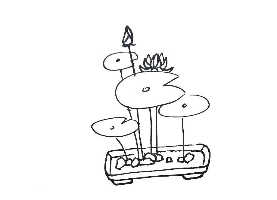 步骤4：然后画出盆栽的花钵。