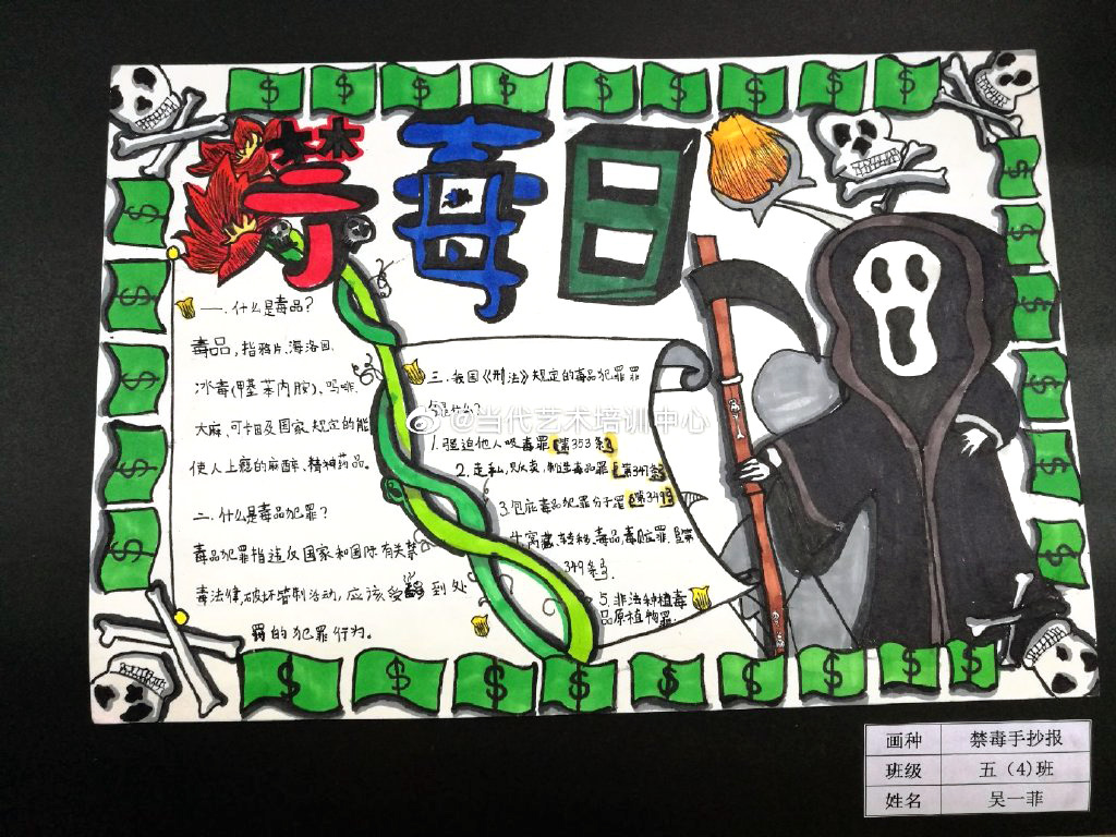 9张漂亮的小学生禁毒手抄报获奖作品-图6