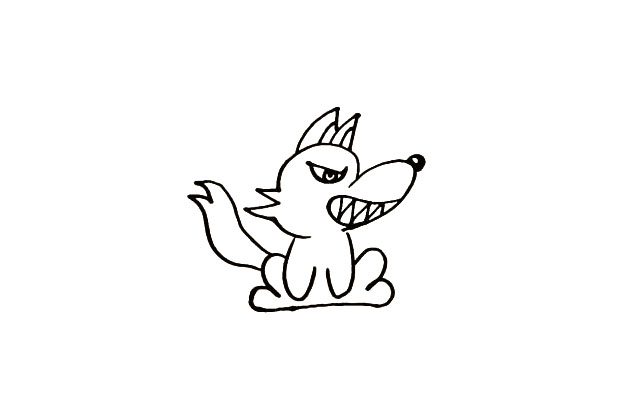 步骤10：然后画出大灰狼向上翘着的大尾巴。