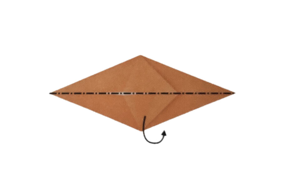 步骤5：沿峰线向后折叠。