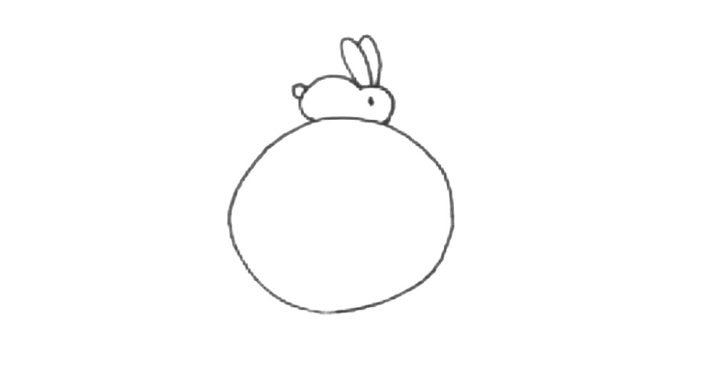 步骤4：点上眼睛和画上圆圆的尾巴。