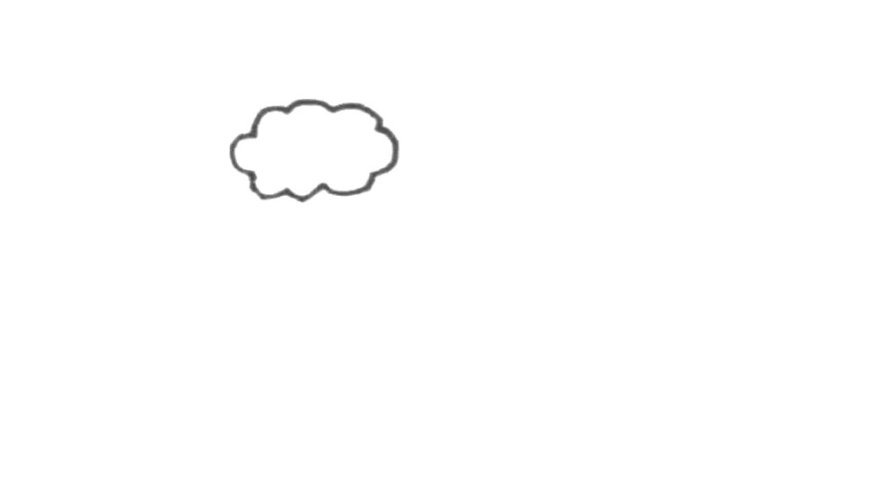 步骤1：在纸上用弧线画出云朵的感觉。