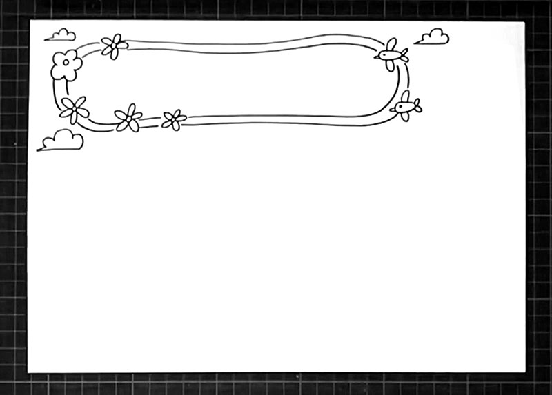 步骤1：左上方画出一个长椭圆的标题边框。