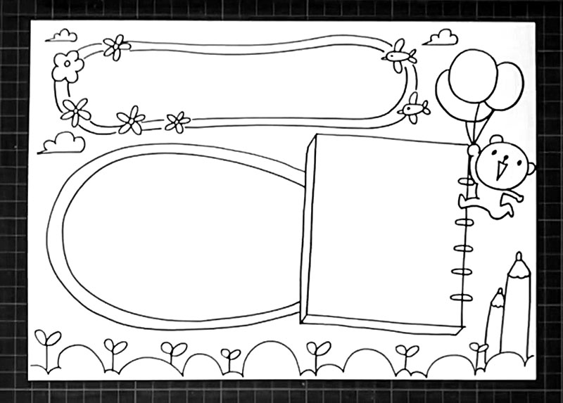 步骤4：底部画出一些花朵植物作为装饰。