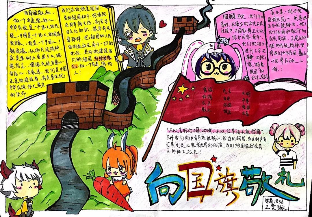 小学生向国旗敬礼手抄报展-图2