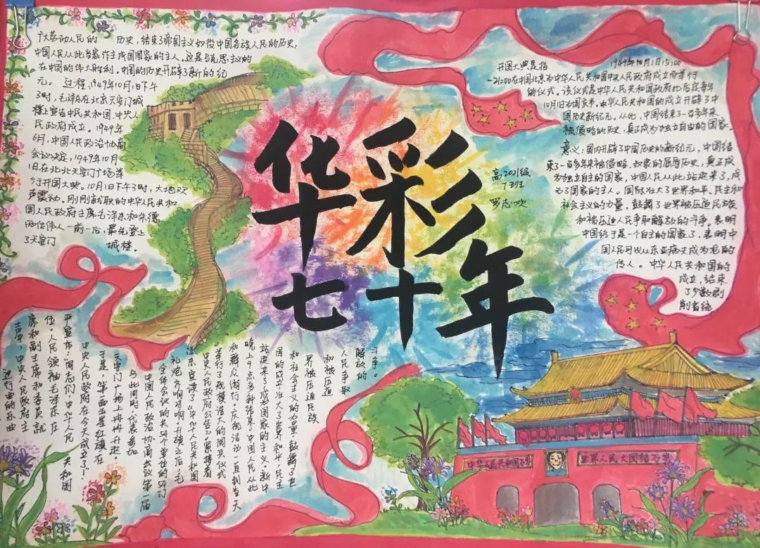 致敬祖国70华诞手抄报欣赏-图1