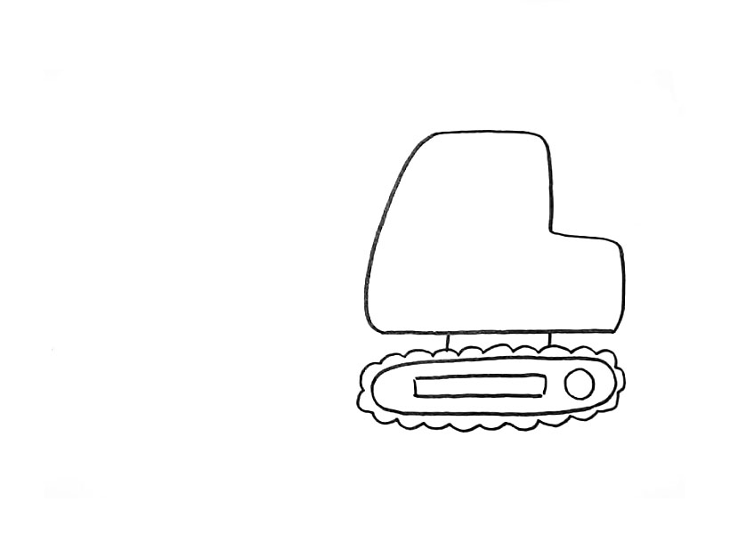 步骤3：在上方画出挖掘机的驾驶舱。