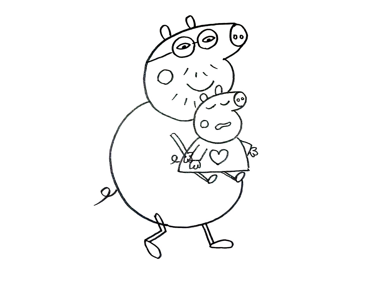 步骤8：然后是爸爸的胳膊、腿和尾巴。