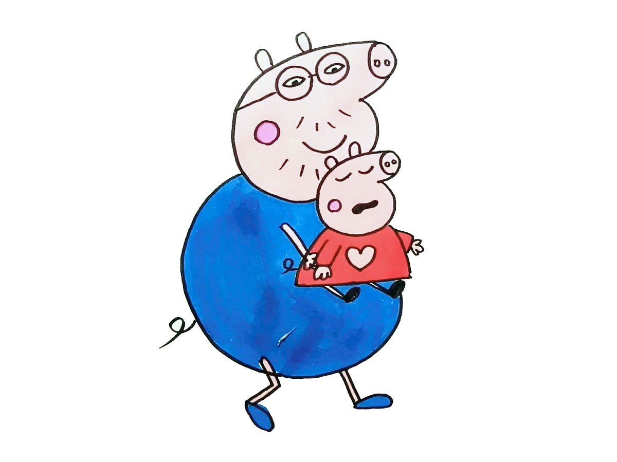 猪爸爸抱着大哭的佩奇