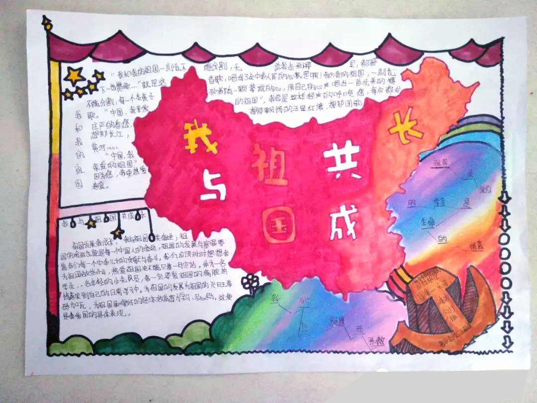 小学生我和祖国共成长主题手抄报-图1