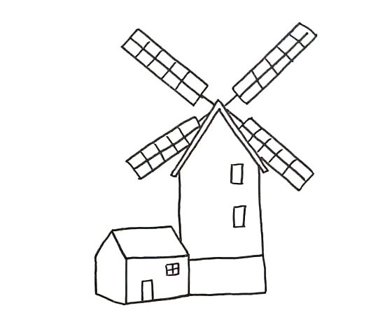 步骤3：然后画出大大的风车。