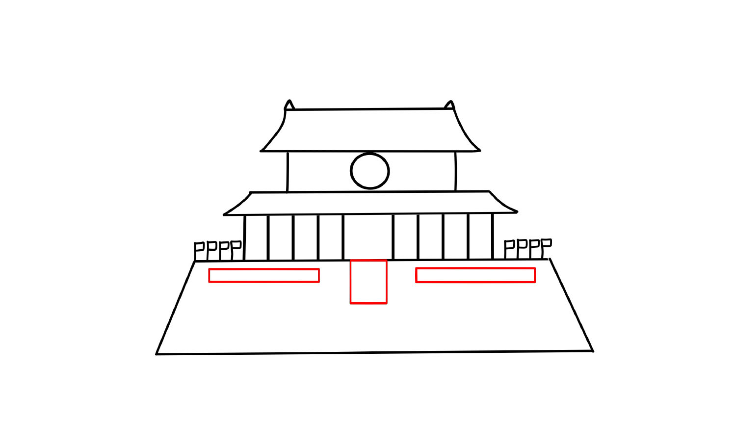 步骤6：画两个长方形，中间一个小方形是相框
