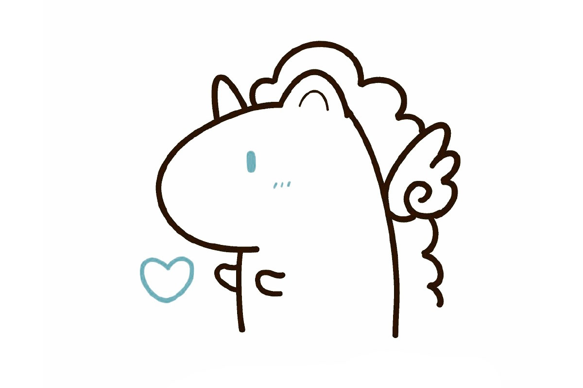 步骤5：点上眼睛，画个小爱心。