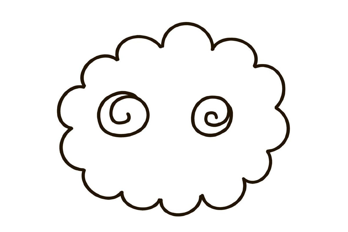 步骤3：画两个螺旋形当羊角