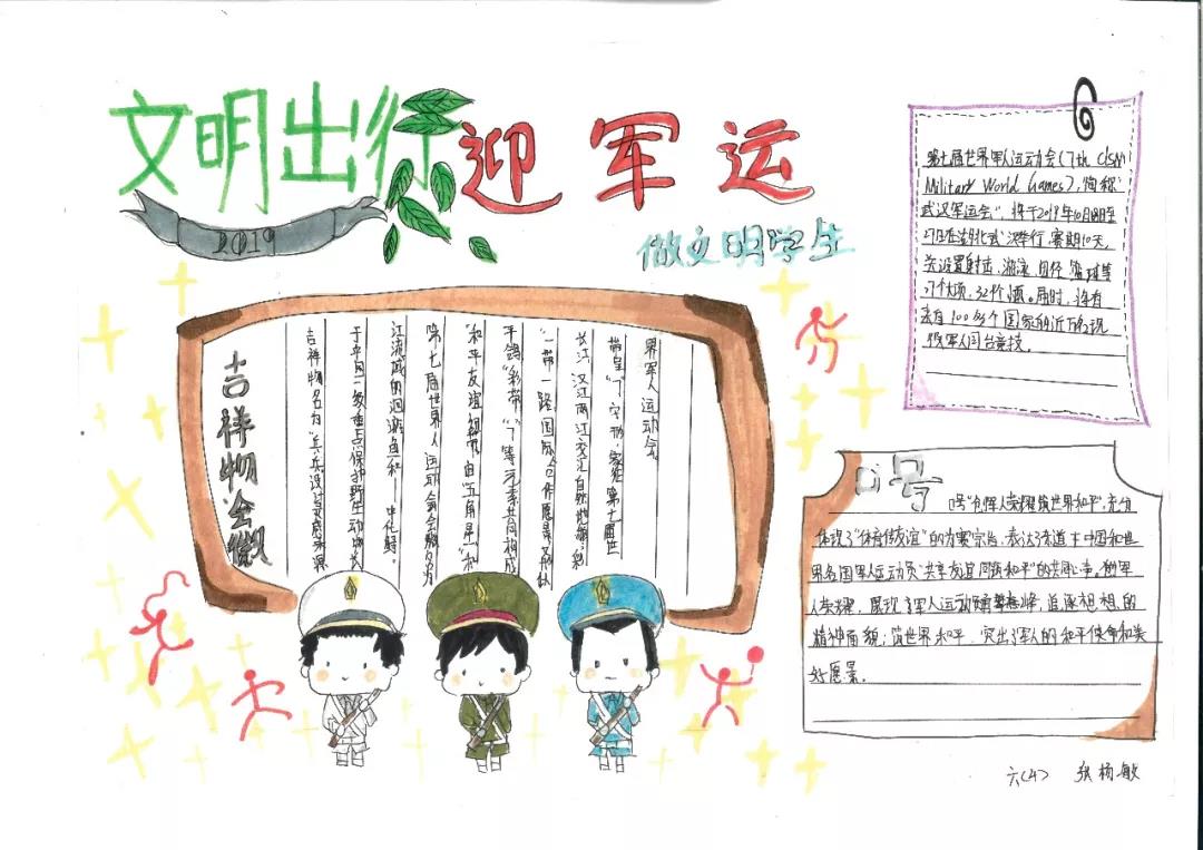 简单好看的文明军运会手抄报怎么画-图2