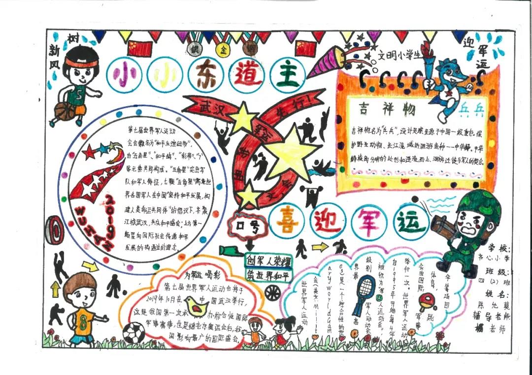 简单的小学生军运会手抄报-图1