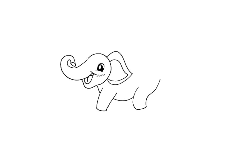 步骤7：再把它的后腿给画出来.注意线条的变化。