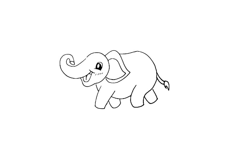 步骤9：再画上它的尾巴.尾巴不要画的太长。