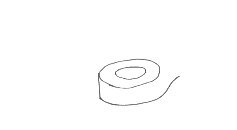 步骤2：然后画过来一条弧线。