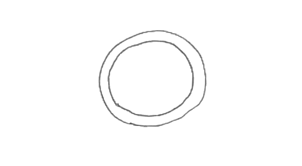 步骤1：在纸上画出两个圆形。