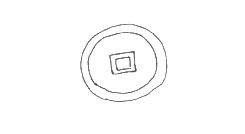 步骤2：中间画上两个小的方形。